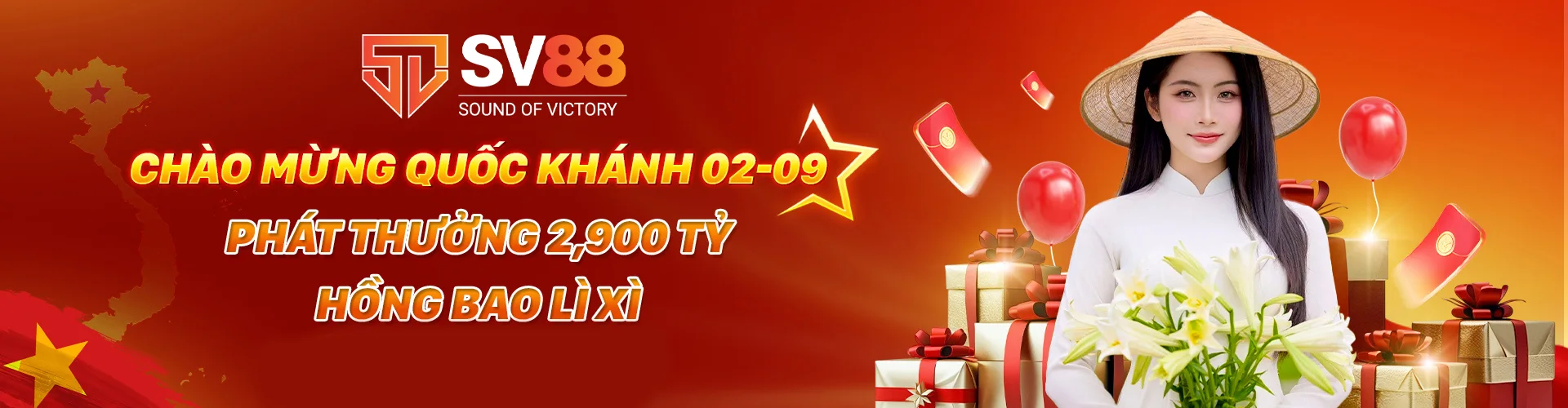 mừng quốc khánh SV88 phát thưởng hồng bao